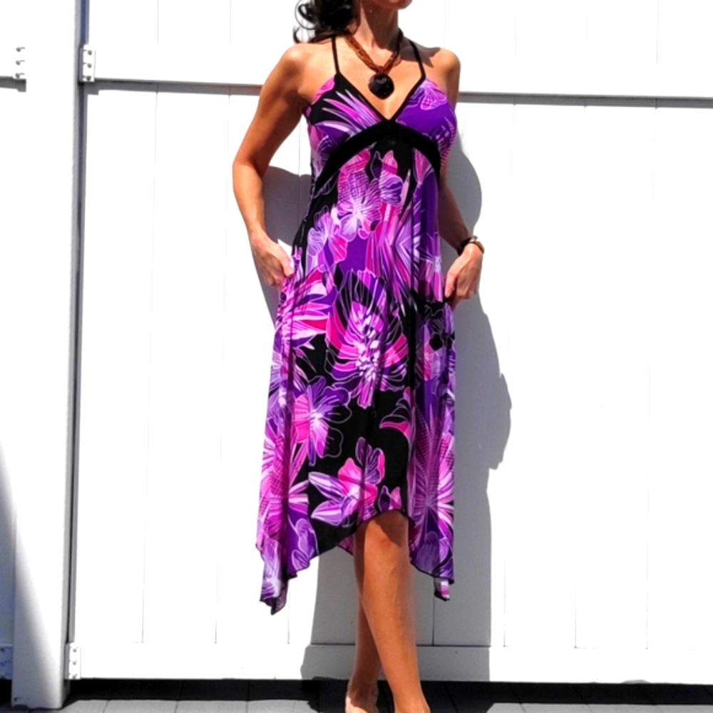 Casual Land Floral Deep Surplice V-Neck Flowy Sundress